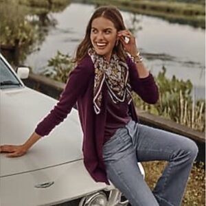 J Jill Double-Knit Long Blazer Spiced Wine SP